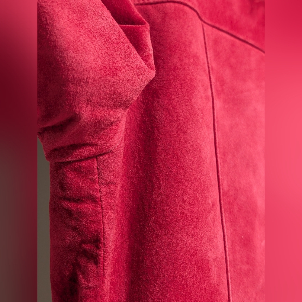90s Danier Penny Lane Jacket - Pink Suede With Mongolian Wool Trim - Picture 11 of 13